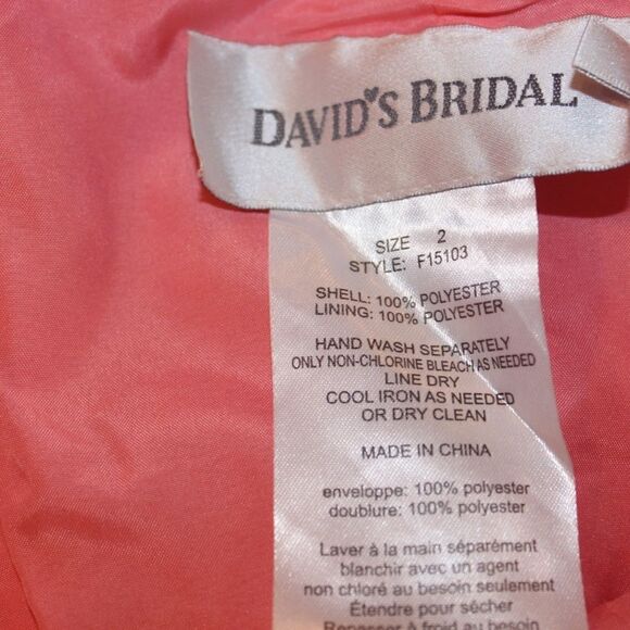 David's Bridal  Silk Orange Strapless Mini Dress Women Size 2 - Picture 8 of 10